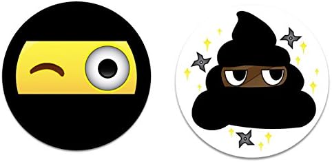 Fridge Emoji Face Magnets, 2 Ninja Emojis 2.25 inch Magnet, Funny &amp; Cute Refrigerator Kitchen Magnets for Home Decor, Office Gift for Men &amp; Women, School Lockers, or Kids Party Favors, Made in USA