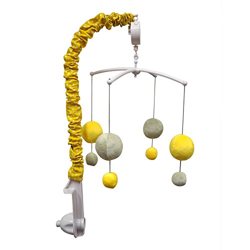 Bacati - Dots/pin Stripes Grey/yellow Musical Mobile