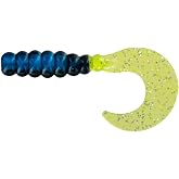 Big Bite Baits 2" Fat GRUB/Black/Blue/Chartreuse Silver (100 Pack)