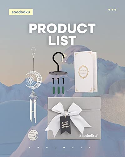 20 Inch Memorial Wind Chimes for Loss of Loved One, Sympathy Wind Chimes of Moon and Star, Memorial Gifts, Unique Gratitude Gifts/Appreciation Gifts/Thank You Gifts for Family/Friends/Colleagues