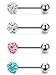 Besteel 4pcs 14G Stainless Steel Body Piercings Jewelry Tongue Rings Barbell Crystal Ball
