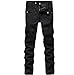 Men's Black Biker Jeans Slim Straight Stretch Skinny Fit Moto Denim Jeans,W30,Black