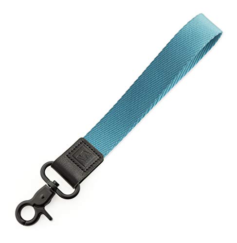SENLLY Teal Hand Wrist Lanyard Premium Quality Wristlet Strap with Metal Clasp and Genuine Leather, for Key Chain, Cell Mobile Phone, Camera, Charms, Lightweight Items etc — image 1