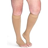 Sigvaris Specialty 554 Secure Unisex Open Toe Knee Highs w/Silicone Band - 40-50 Black L3