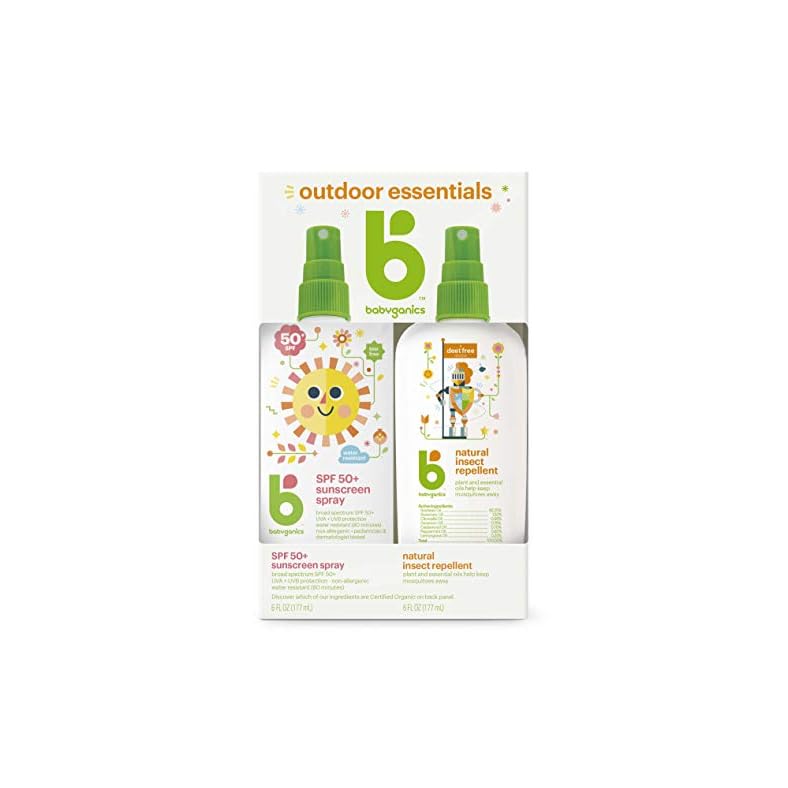 Babyganics 50 SPF Baby Sunscreen Spray and Bug Spray | Octinoxate & Oxybenzone Free | DEET Free, 6oz each, Combo 2 Pack