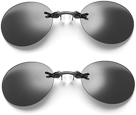 WEARKAPER Retro Round Clip On Nose Matrix Movie rimless sunglasses men