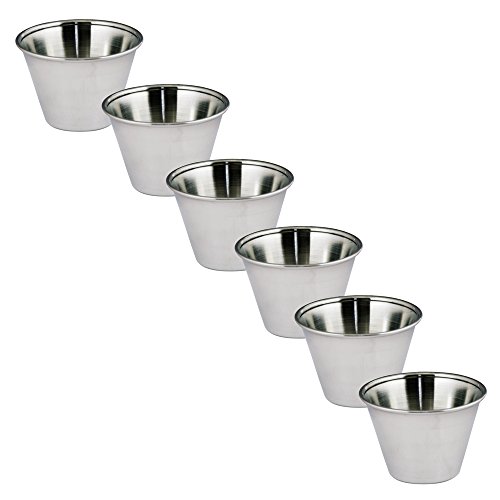 Kosma set of 6 Stainless Steel Condiment Cups | Pots Dish | Sauce Cup | Sauce Salad Dressing Cups - 4 oz/115 ml - Thumbnail 2