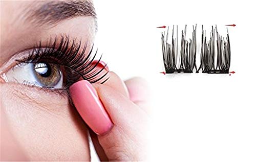BONNIE CHOICE Triple 3 Magnetic False Eyelashes No Glue, 0.2mm Ultra Thin Magnet Lightweight & Easy to Wear Best 3D Full Eyes Reusable Eyelashes Extensions With Applicator (4 PCS/1 Pair + 1 Tweezers)