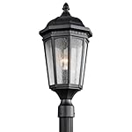 Kichler Lighting 9532BKT Courtyard 1-Light Outdoor Post Mount, Textured Black Finish with Etched Seedy Glass