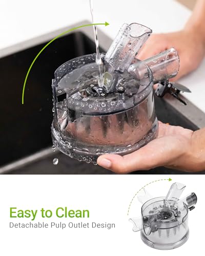 Juicer Machine, Cold Press Juicer with 5.8" Large Feed Chute, 300W Masticating Slow Juicer with High Juice Yield, Juice Maker for Fruits and Veggies, Easy to Clean, BPA-Free, Black