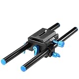 Neewer Universal Aluminum 15mm Rail Rod Support System High Riser DSLR Camera Mount Baseplate 9.8"/25cm Long with 1/4" Screw Quick Shoe Plate for Follow Focus Matte Box