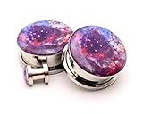 Screw on Plugs - Galaxy Plugs - Picture Plugs - 0g - 8mm - Sold As a Pair