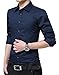 XTAPAN Men's Long Sleeve Casual Slim Fit Cotton Button Down Dress Shirt Asian 3XL Dark Blue-5618