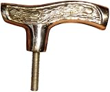 JWL (1) Cane Walking Stick Handle Fritz Style Cast Brass with Steel Threaded Rod Connector