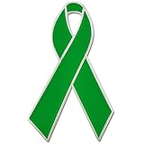 PinMart Awareness Enamel Lapel Pin – Nickel Plated Green Ribbon Pin – Mental Health Ribbon or Liver Cancer Prevention Awareness – Jewelry Brooch Pin with Secure Clutch Back