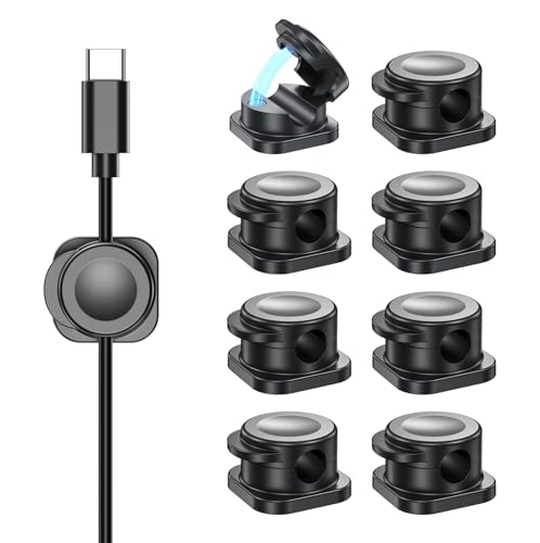 [8 Pack] Clips Câble, Magnetique organisateur de cable, Organisateur Câble avec Auto-adhésifs, Magnetic Cable Clips, Support Cable pour Maison, Bureau range Cable Management - Noir