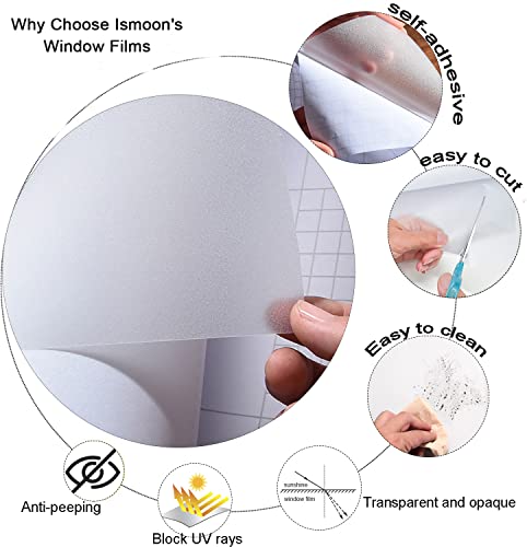 Window Privacy Film Frosted Glass Window Film 17.7\'\'x118\'\' Clear Contact Paper Self-Adhesive Book Cover Removable Protective Film Waterproof Liner Drawer Shelf Kitchen Cabinet Desk Fridge Roll