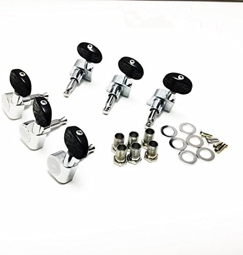 Tuning Pegs Round 3L3R Acoustic Guitar Tuning Keys Machine Tuners Chrome and Black Button