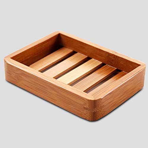 UIYU Wooden Soap Dish, Natural Bamboo Moisture Proof Rectangular Soap Tray Soap Container Desktop Soap Holder Draining Box - Bathroom Supplies(3)