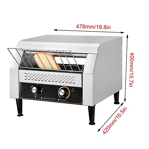 Commercial Conveyor Toaster, Bread Toaster Oven Stainless Steel Baking Container 14.4 x 4.3in, 450pcs/h