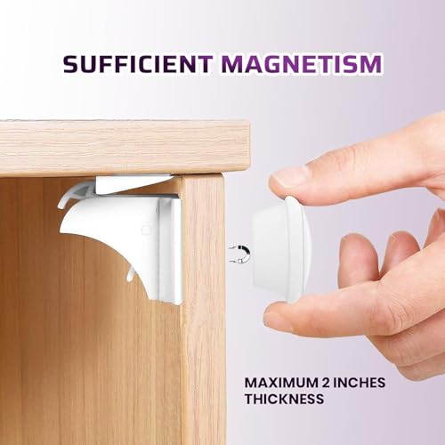 LBOYLOVE® Magnetic Cupboard Locks for Children (8-Locks + 2 Key) - Child Locks for Kitchen Cupboards - Adhesive Magnet Baby Safety Proof Locks for Cabinets and Drawers, Including Screws