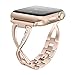 Aokon Bling Bands for Women Apple Watch Band 38mm Stainless Steel Metal Replacement Wristband Fashion Strap for Apple Watch Nike+, Series 3, Series 2, Series 1, Sport, Edition, Champagne Gold