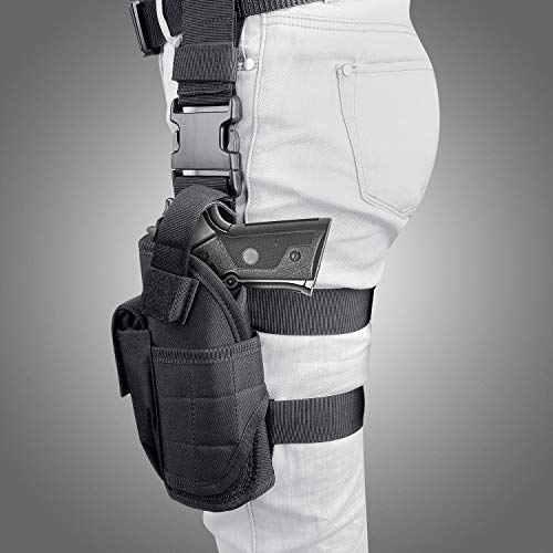 aokur Tactical Pistol Leg Holster, Adjustable Airsoft Gun Drop Thigh Holster, Military Harness Pouch, Left and Right Handed Set, Black - Thumbnail 4
