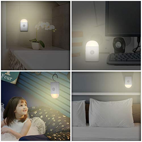 LED Nachtlicht mit Bewegungsmelder, USB Aufladbare Nachtlampe Sensor Licht Schranklicht für Schlafzimmer Schrank Flur Treppe (1 Stück)