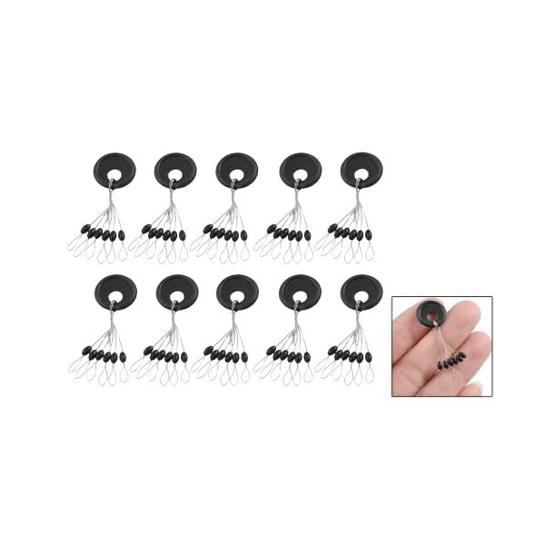 Dcolor-10-Pcs-6-in-1-Size-L-Black-Rubber-Oval-Stopper-Fishing-Bobber-Float