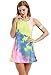 Creabygirls Womens Sleeveless Tie-dye Round Neck Mini Dress(Medium)