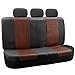 FH Group Universal Fit Full Set PU Textured High Back Leather Automotive Seat Covers (Airbag Compatible and Split Bench) Brown Black