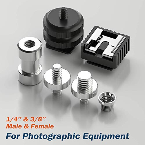 Muscccm Camera Screw, 22 Pcs 1/4 Inch and 3/8 Inch Converter Threaded Screws Adapter Mount Camera Hot Shoe Mount to 1/4 Set for Camera/Tripod/Monopod/Light Stand - Thumbnail 4