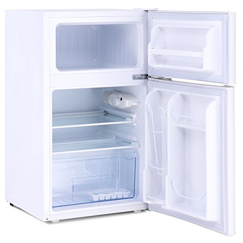 COSTWAY 2Door Refrigerator 3.2 cu ft. Compact Stainless Steel Top