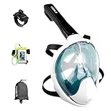Enkeeo Full Face Snorkel Mask with 180° Panoramic View, Watertight and Anti-Fog (Including Waterproof Phone Case and GoPro Compatible Band)