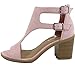 Soda Women's Open Toe Double Buckle Cutout Stacked Heel Sandal