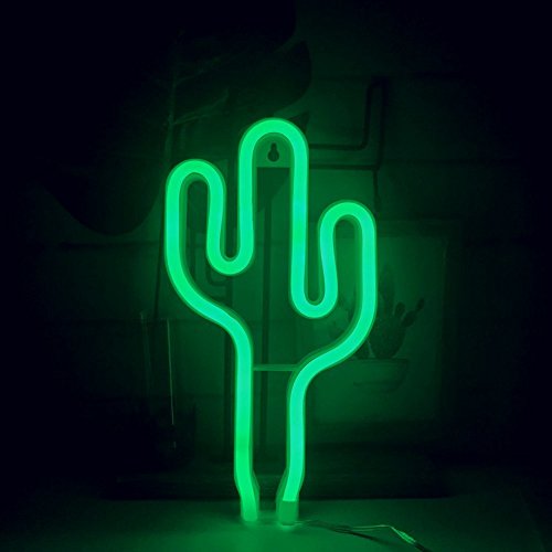 AIZESI Neon Light, Cactus Neon Lamps,Cactus Signs Marquee Battery Or USB Operated Table Led Ligths Wall Decoration for Girls Bedroom,Living Room, Christmas,Party as Kids Gift(Green Cactus)