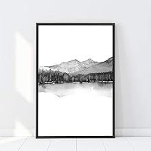 signwin Framed Canvas Wall Art Black and White Mountain Canvas Prints Home Artwork Decoration for Living Room,Bedroom - 16x24 inches