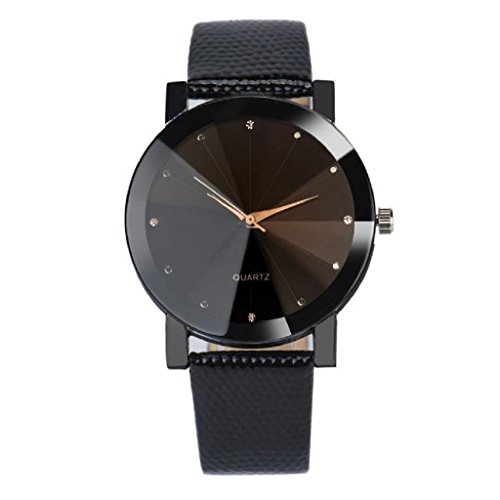 Women's Round Watch Fitfulvan outdoors Business Stainless Steel Dial Leather Band Quartz Wrist Watch-black - Thumbnail 3