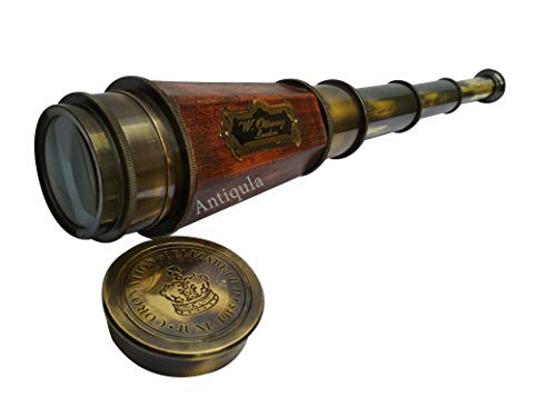 Antiqula Vintage Ship 20 Inches Hexagonal Taper Brass Telescope Powerful Lens Marine Sailor Watching and Trekking â€œCoronation of Elizabeth IIâ€ Maritime Designer Nautical Replica