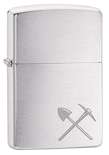 Zippo Lighter: Mining, Pick and Shovel Engraved - Brushed Chrome 79743