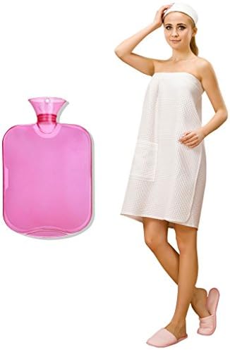 Classic Transparent Hot Water Bottle 1.8-2 quart Capacity 8" in width,AutumN See Through Hot Water Bag Come with Sweater Keep You from Burning,Never Leak,Odour Free (Wine red, Hot water bottle)