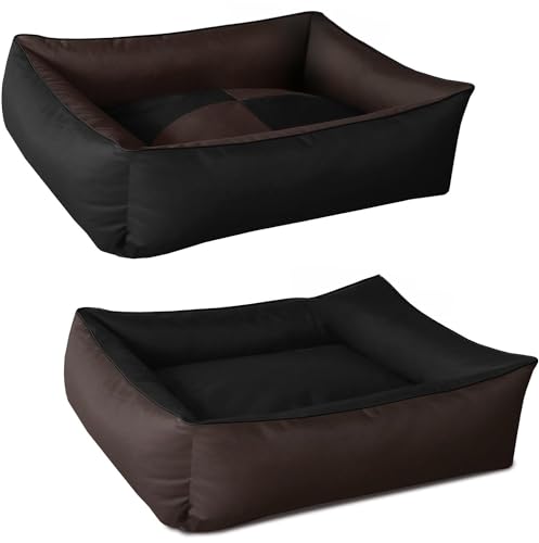 BedDog® 2in1 Max Quattro Brown/Black XXXL, 150 x 110 cm, Dog Bed L to XXXL, 8 Colours, Cushion, Sofa, Dog Basket