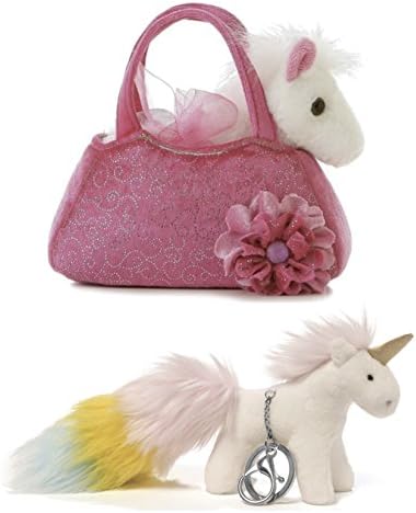 ReBL LLC Stuffed Animals Fancy Pals Peek-A-Boo Pet Carrier And Clip-On Keychain | Plush, Soft, Cuddly, Cute Toys | For Girls, Party Gifts, Birthdays, Holidays &amp; More (Pony)