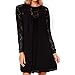Cylyfmia Women's Lace Patchwork Casual Long Sleeve Chiffon Dress