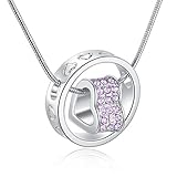 SOURBAN Women's Love Heart And Round Ring Pendant Necklace