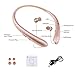 Bluetooth Headset, Wireless Earbuds Retractable Stereo Neckband Headphones with Mic by Mikicat (12 Hours Play Time, Noise Canceling, Rose Gold)