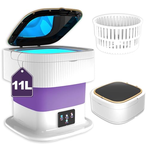 Portable Washing Machine, 11L Foldable Mini Washer and Spin Drying