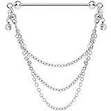 Body Candy Stainless Steel Chain Drop Helix Earring Industrial Barbell Created with Swarovski Crystals, 32mm