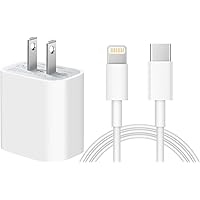 iPhone 11 12 13 Fast Charger[Apple MFi Certified ] Fasting Lightning Cable 20W PD USB-C Wall Charger 6FT Cables Adapter…