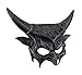 Silver Painted Plastic Metallic Horned Demon Goat Man Half Face Mask Adult Devil Masquerade Costume